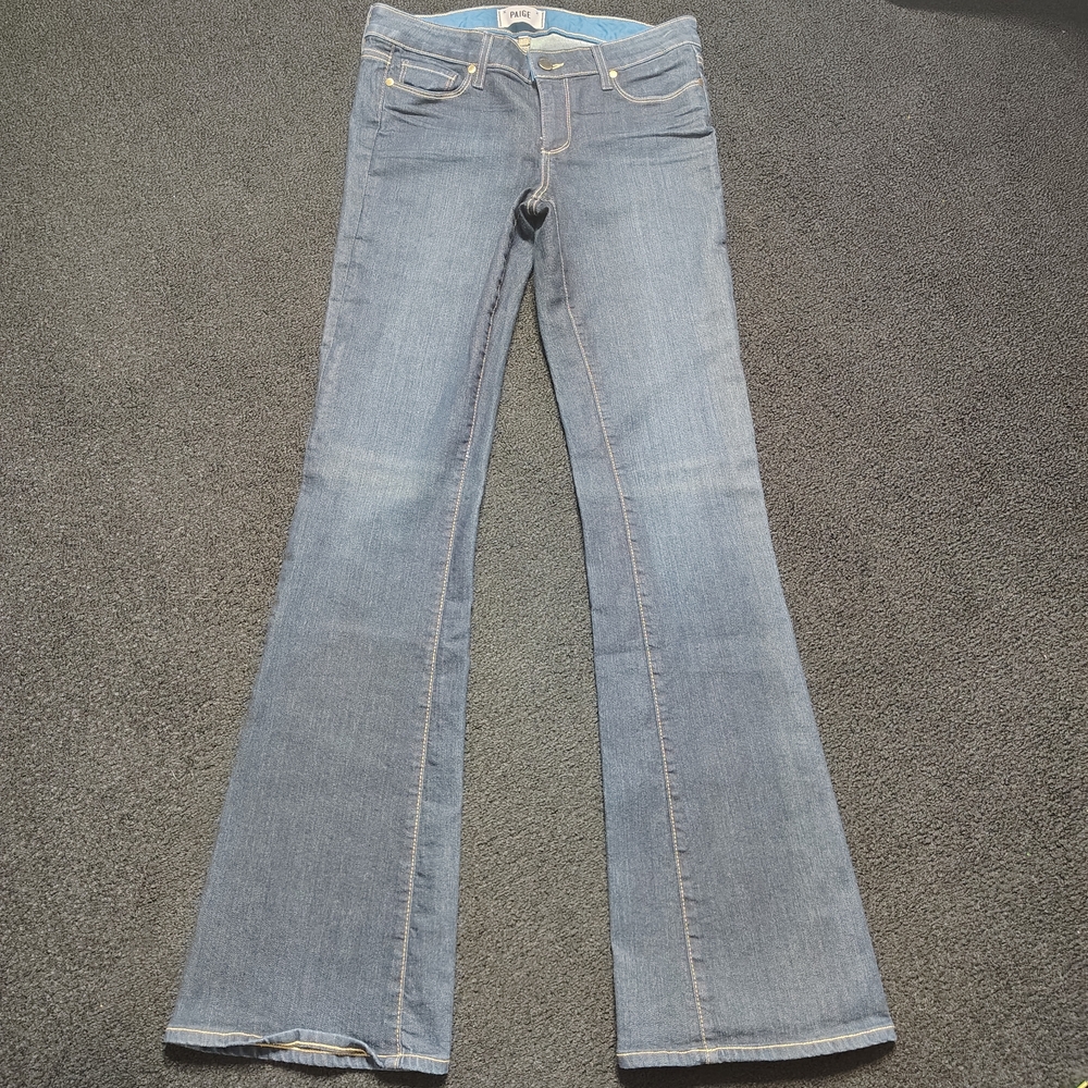 Paige Skyline Boot Michelle Blue Dark Wash Denim Flared Jeans Womens Size 29